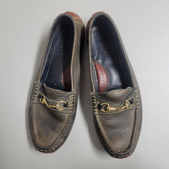 Gucci Classic Vintage Horsebit Leather Slip On Flat Driving Loafers Size 8.5M. main image 7